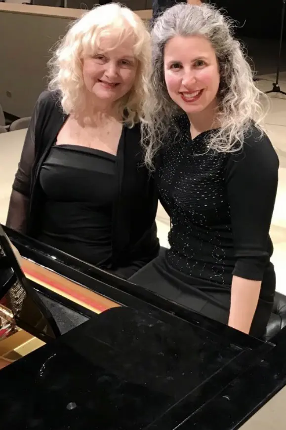 Christina and pianist Shoshana Telner after their duo piano recital