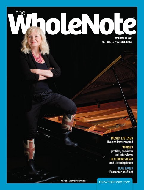 Cover girl for Wholenote Magazine again